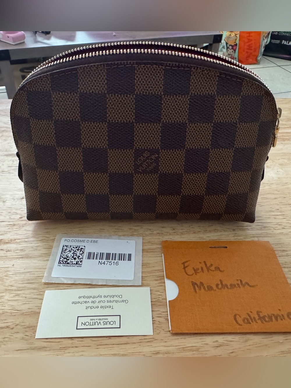 Louis Vuitton Brown Damier Ebene Toiletry Pouch with Gold-Tone Zipper